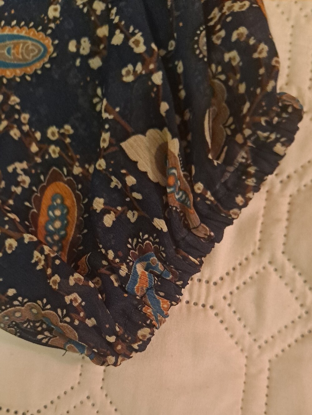 Lark & Grey Navy Paisley Tiered Long Sleeve Dress XL - Picture 8 of 9